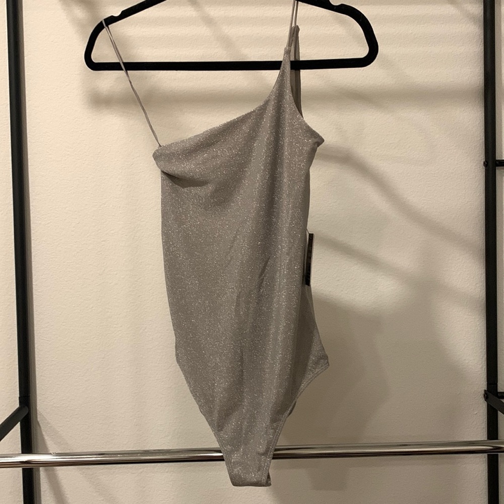 Express sparkle one shoulder body suit